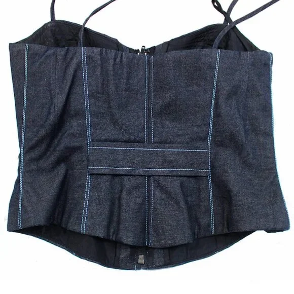 Vintage Y2K ALL ABOUT EVE Germany Cropped Denim Bustier Top - Picture 7 of 10